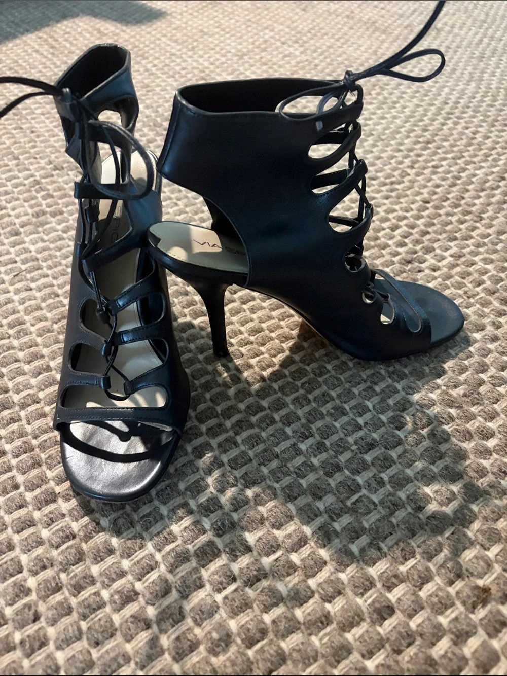 Via Spiga Black Gladiator Heels